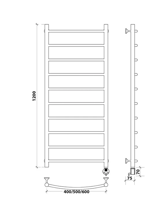 Электрический полотенцесушитель Secado Милан 1 из нержавеющей стали