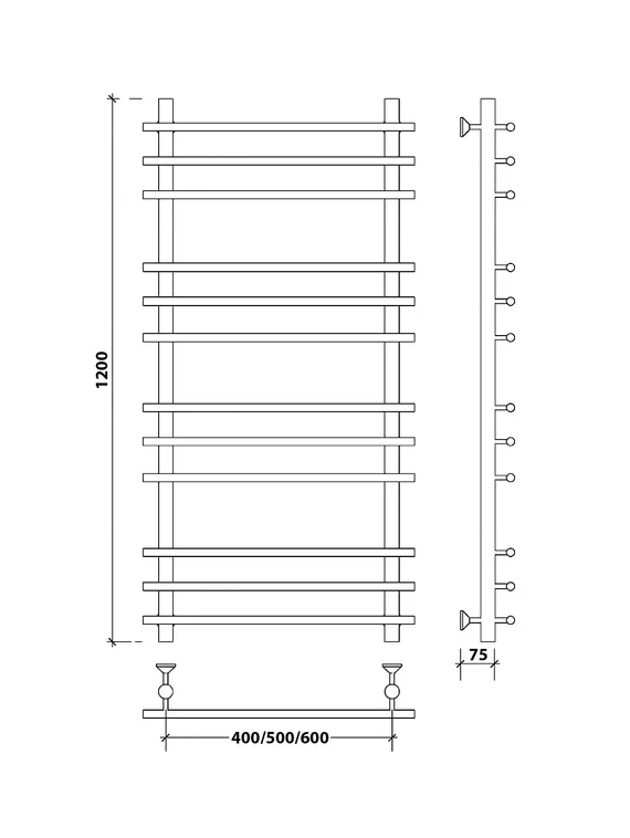 Водяной полотенцесушитель Secado Турин + из нержавеющей стали