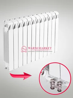 Rifar Monolit VL 500 - биметаллический радиатор с нижним левым подключением