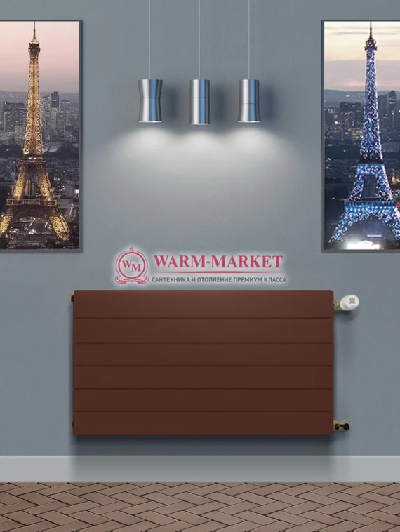 Ramo Compact RС 21s, высотой 500 мм - панельный радиатор c горизонтальными бороздками боковое подключение коричневый