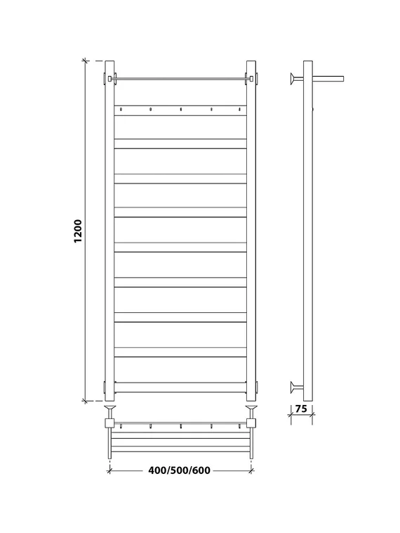 Водяной полотенцесушитель Secado Комано 1 КСП из нержавеющей стали, черный