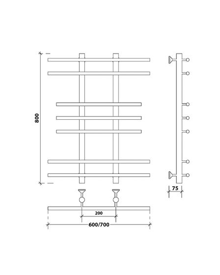 Водяной полотенцесушитель Secado Турин 2 из нержавеющей стали