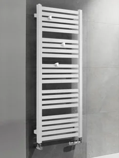 Белый полотенцесушитель Terma Marlin с квадратным и прямоугольным профилем