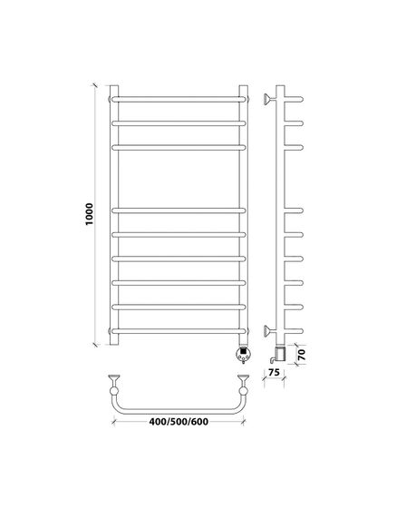 Электрический полотенцесушитель Secado Мерида 5 из нержавеющей стали
