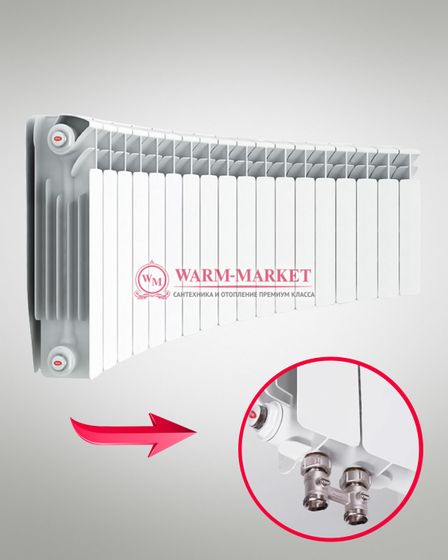 Rifar Alum Flex V Ral 500 - цветной алюминиевый радиусный радиатор с нижним подключением