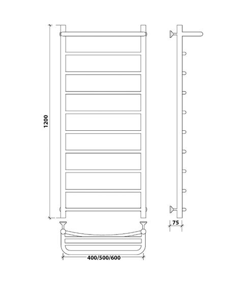 Водяной полотенцесушитель Secado Милан 1 СП из нержавеющей стали
