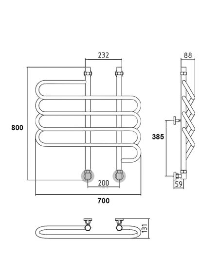 Virazh 5 - водяной полотенцесушитель из нержавеющей стали