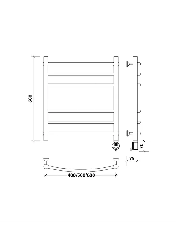 Электрический полотенцесушитель Secado Милан 3 из нержавеющей стали