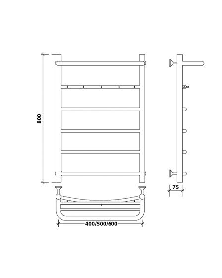 Водяной полотенцесушитель Secado Милан 1 КСП из нержавеющей стали