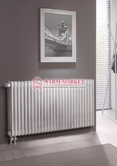 Трубчатый радиатор Dia Norm 3057 трехтрубный, нижнее правое/левое подключение с вентилем