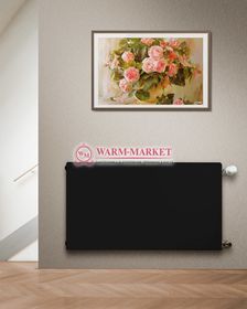 Dia Norm Plan Compact FC 22, высотой 500 мм - гладкий панельный радиатор c боковым подключением черного цвета