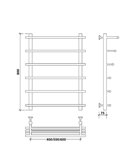 Водяной полотенцесушитель Secado Турин 6 из нержавеющей стали