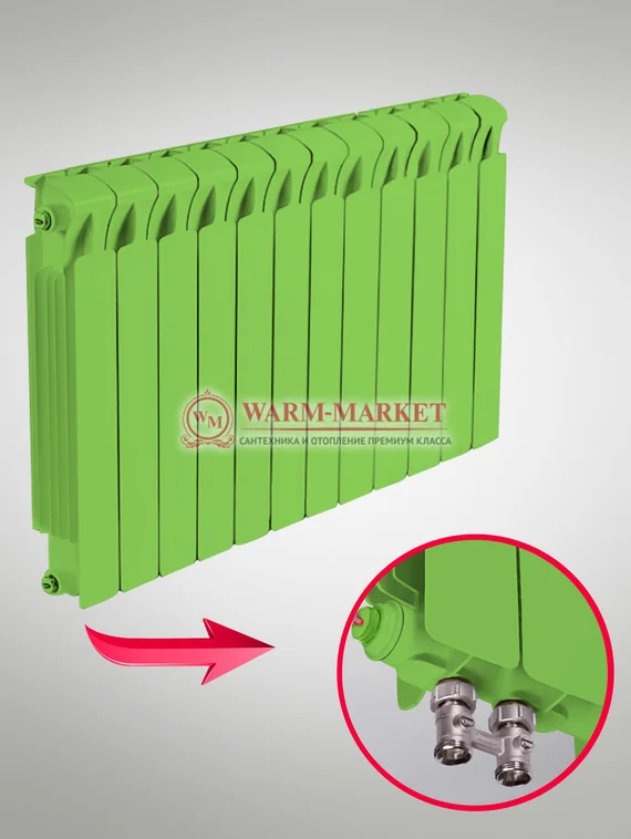 Rifar Monolit VR Ral 500 - цветной биметаллический радиатор с нижним правым подключением