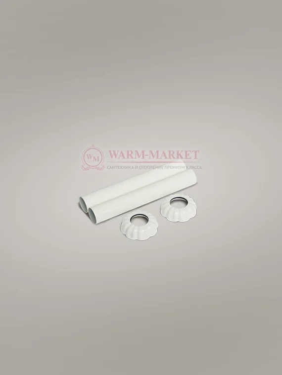 Комплект декоративных трубок "ретро" для подключения чугунного радиатора, белый