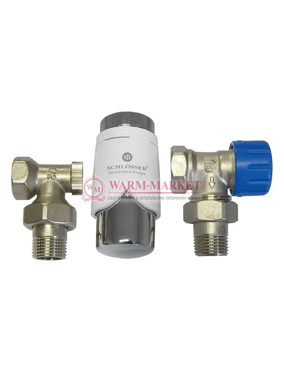 Комплект угловой DN15 GZ1/2 x GW1/2 с термоголовкой 600200001