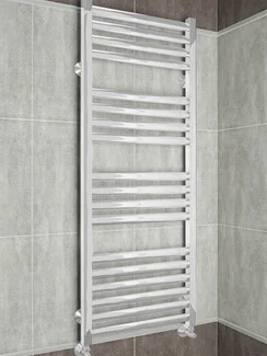 Greta White - белый полотенцесушитель с квадратными вертикалями.