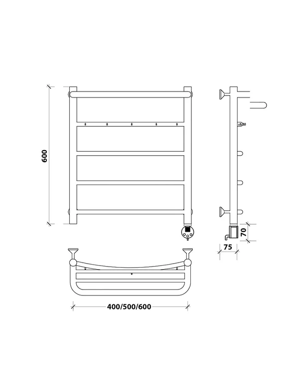Электрический полотенцесушитель Secado Мерида 1 КСП из нержавеющей стали