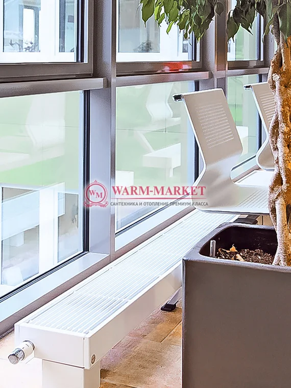 NARBONNE VT 35 – низкий конвектор высотой 286 мм с нижним подключением