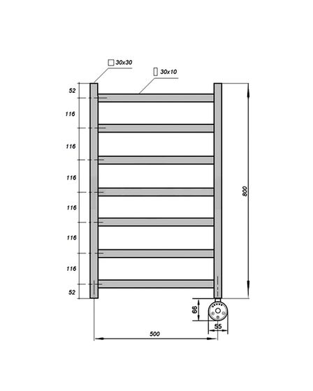 Полотенцесушитель электрический Solent Sauc SR-005 800х500 П7 черный