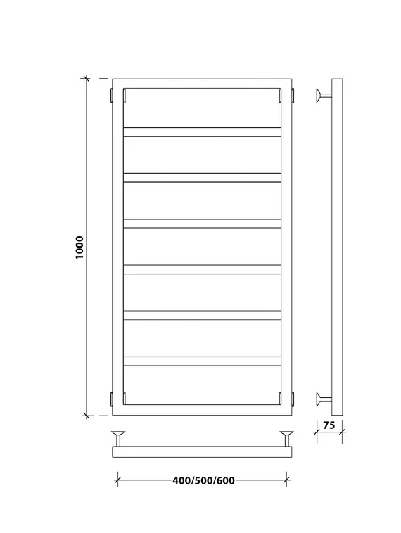 Водяной полотенцесушитель Secado Парма из нержавеющей стали, черный