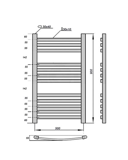 Полотенцесушитель электрический Solent Yarumo SR-018 900х500 П12 белый