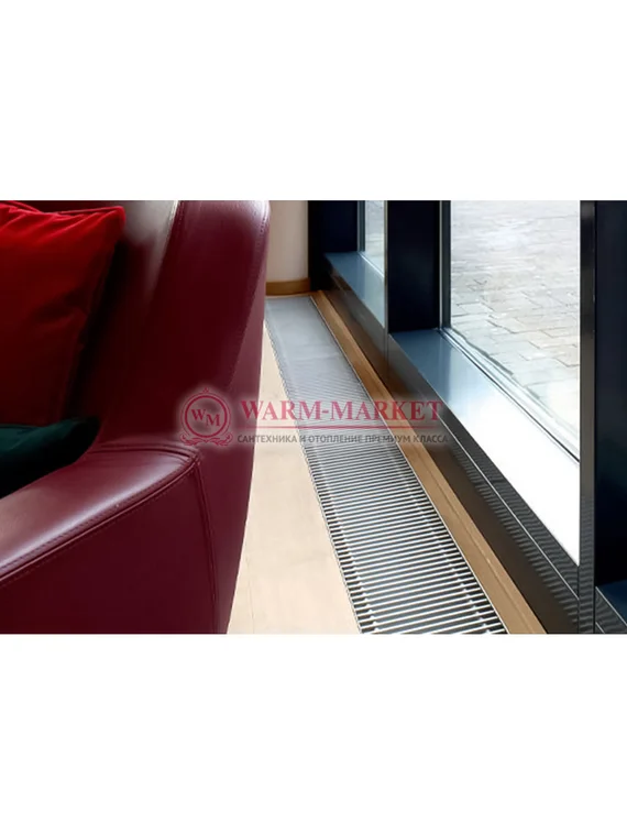 Внутрипольный конвектор Katherm HK E глубиной 130 мм с рулонной решеткой