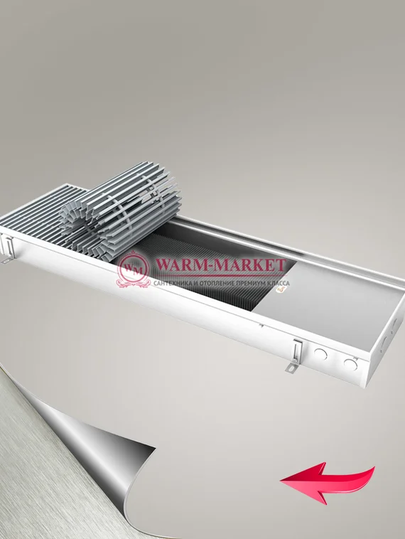 ВНУТРИПОЛЬНЫЙ КОНВЕКТОР EVA K БЕЗ ВЕНТИЛЯТОРА ШИРИНОЙ 203 ММ (С АЛЮМИНИЕВОЙ РЕШЕТКОЙ НАТУРАЛЬНОГО ЦВЕТА)