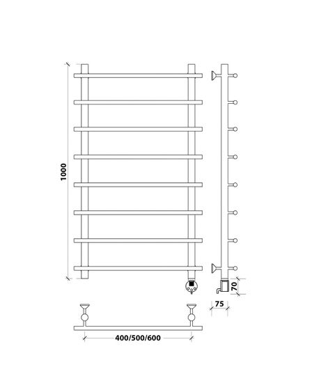 Электрический полотенцесушитель Secado Турин 1 из нержавеющей стали