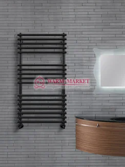 Kremona-дизайн черный полотенцесушитель с перекладинами внахлест