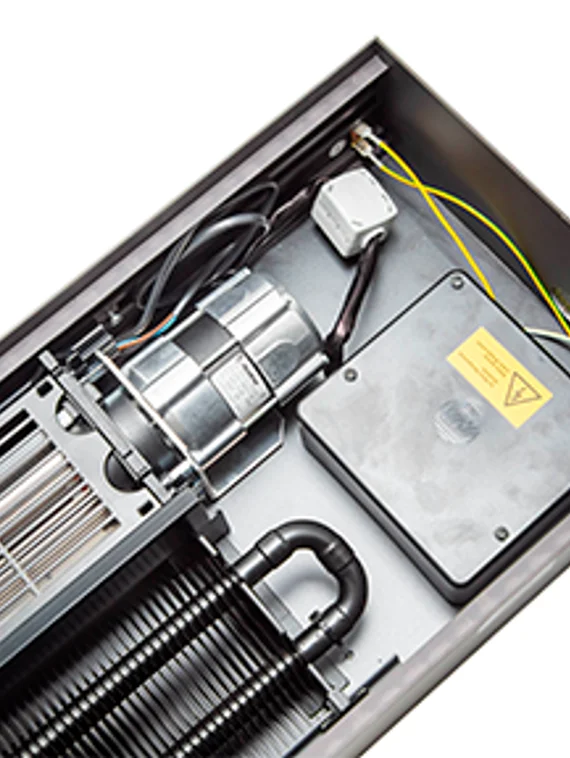 Внутрипольный конвектор с принудительной конвекцией Möhlenhoff QSK EC шириной 360 мм, высотой 110 мм