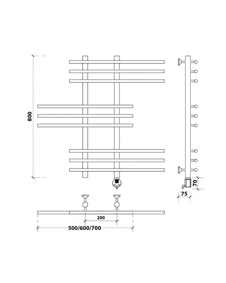 Электрический полотенцесушитель Secado Турин 5 из нержавеющей стали
