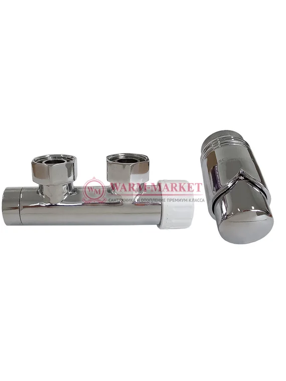 Узел подключения термостатический DUO-PLEX 3/4 x М22x1,5 + 2 Ниппеля 1/2x3/4 Хром