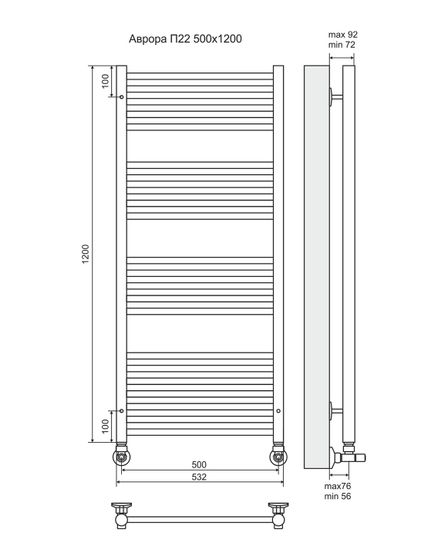 Аврора П22-3 - электрический полотенцесушитель, белый