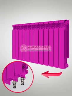 Rifar Alum VL Ral 500 - цветной алюминиевый радиатор с нижним левым подключением