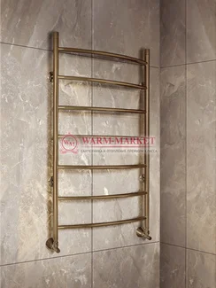 Warmer N Classic 500х700 - 7 перекладин полотенцесушитель с нижним подключением, античная бронза