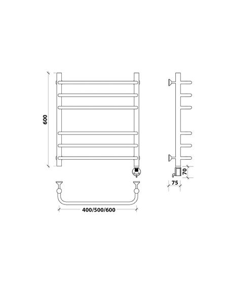 Электрический полотенцесушитель Secado Мерида 3 из нержавеющей стали