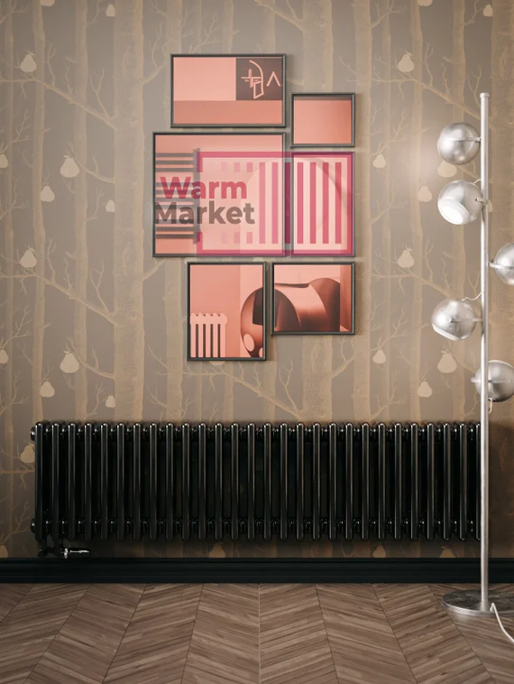 Трубчатый радиатор Solira 3030 N69 твв нижнее подключение с термостатикой, черный (RAL 9005)