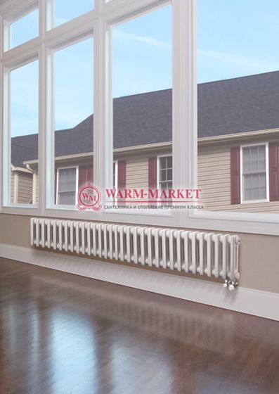 Трубчатый радиатор Dia Norm 3037-34 секции, трехтрубный с нижним подключением с вентилем.