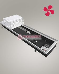 Внутрипольный конвектор Vitron с вентилятором  и корпусом из оцинкованной стали (ОЦ 1мм), крашеный в черный цвет, без решетки и рамки шириной 260 мм