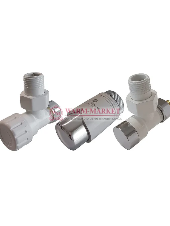 Комплект клапанов термостатических Elegant 6042 Угловой Белый - Хром