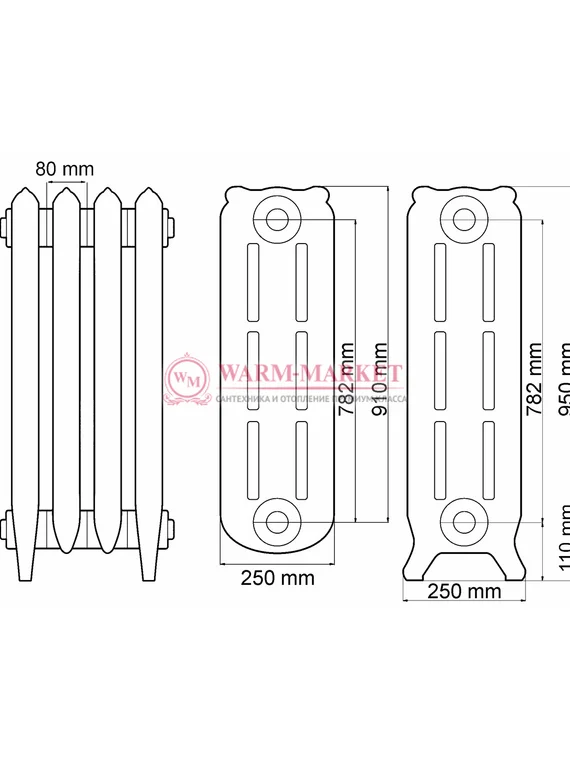 Чугунный радиатор Demir Dokum Modern 950