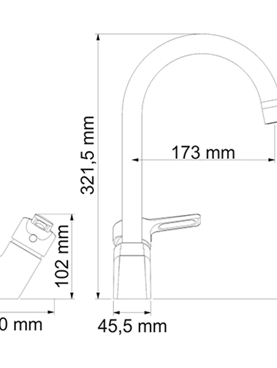 Смеситель для кухни черный Ruhr 24407-Bl