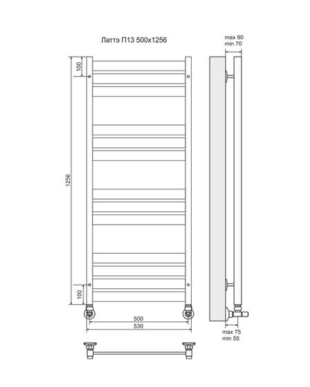 Латте П13 - электрический полотенцесушитель, черный