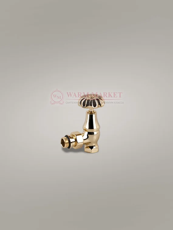 Угловой клапан "ретро" для подключения чугунного радиатора 1/2", золото