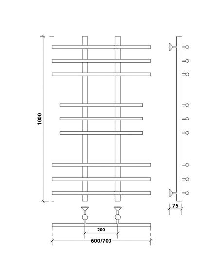 Водяной полотенцесушитель Secado Турин 2 из нержавеющей стали