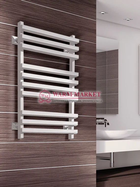 Quadro K White-белый полотенцесушитель из квадратного профиля с перекладинами внахлест