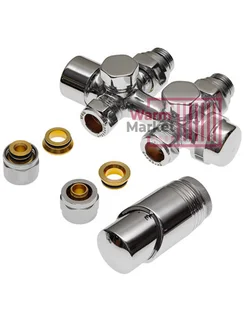 Delta DUO узел универсальный с термоголовкой М30х1,5 RAL ХРОМ