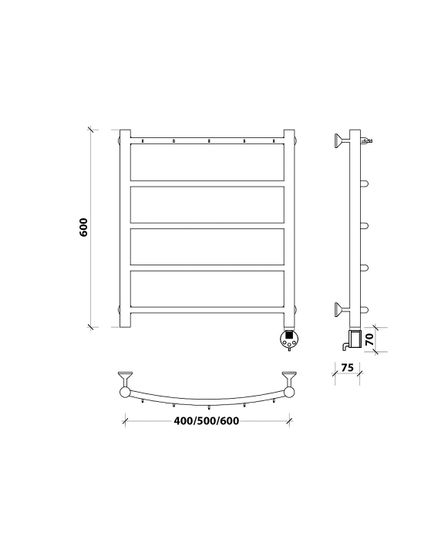 Электрический полотенцесушитель Secado Милан 1 К из нержавеющей стали