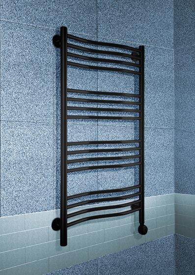 Fluid E - электрический полотенцесушитель слегка изогнутой формы черного цвета