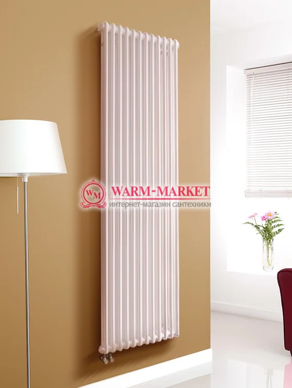 Вертикальный трубчатый радиатор Purmo Delta Lazerline 2180-12 секций, двухтрубный с нижним правым/левым подключением